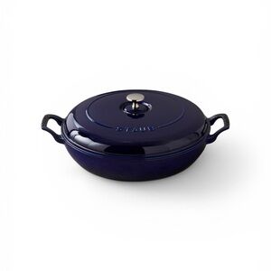Staub 𖦹 Enameled Cast Iron Braiser with Enamel Lid 𖦹 Glossy Sapphire 𖦹 2L 3.5Q 𖦹